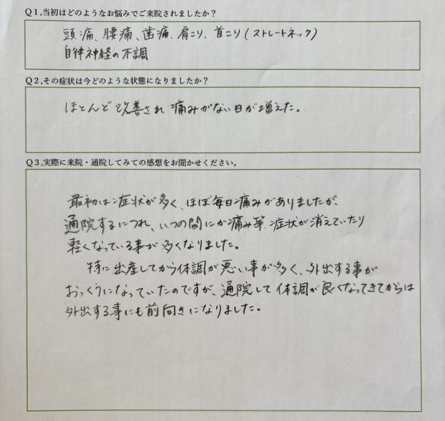 アンケート用紙